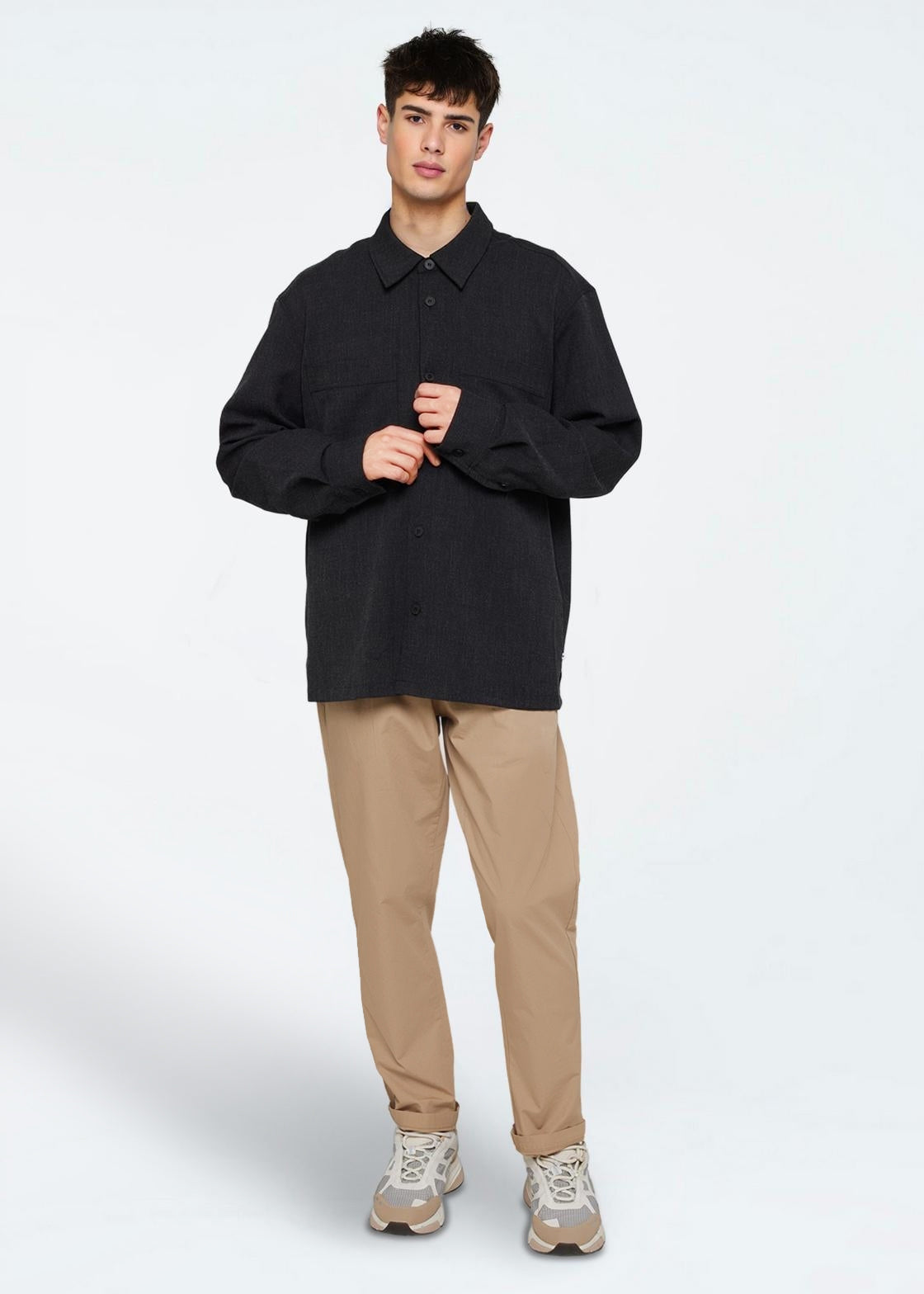 minimum male Garret shirt 3737 Long Sleeved Shirt 980M Dark Grey Melange