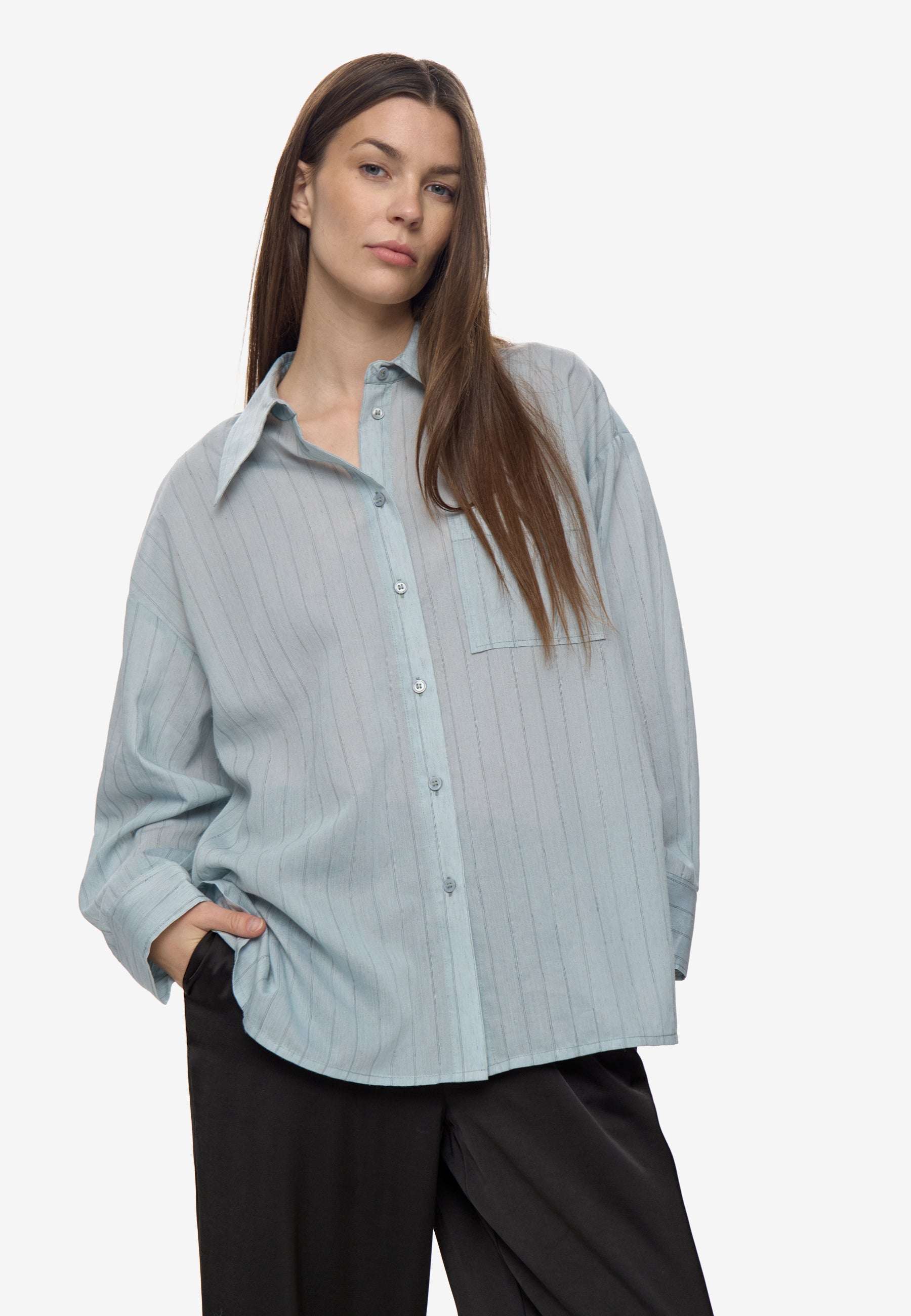 minimum female Mette shirt 4461 Long Sleeved Shirt 4115 Cashmere Blue