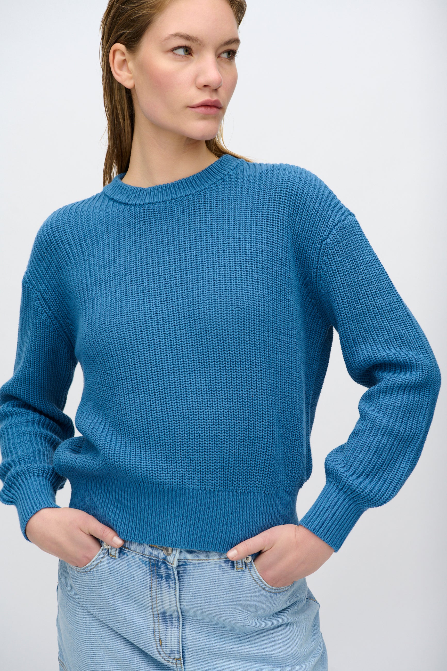 minimum female Mikala jumper G006 GOTS Jumper 2340 Blue Ashes