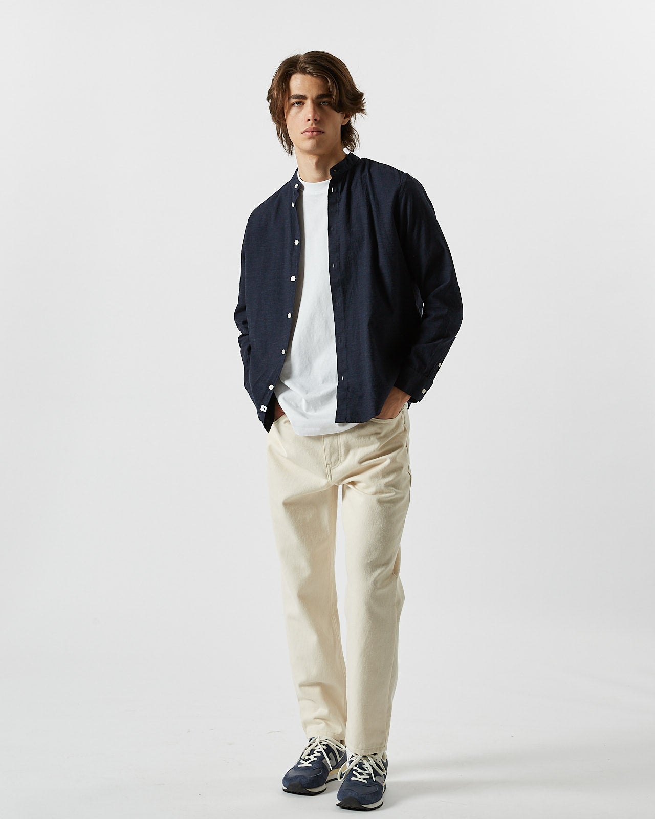 minimum male Anholt 2.0 0063 Shirt Long Sleeved Shirt 687M Navy Blazer Melange