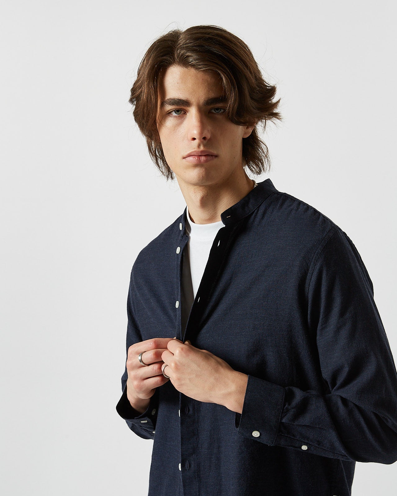minimum male Anholt 2.0 0063 Shirt Long Sleeved Shirt 687M Navy Blazer Melange