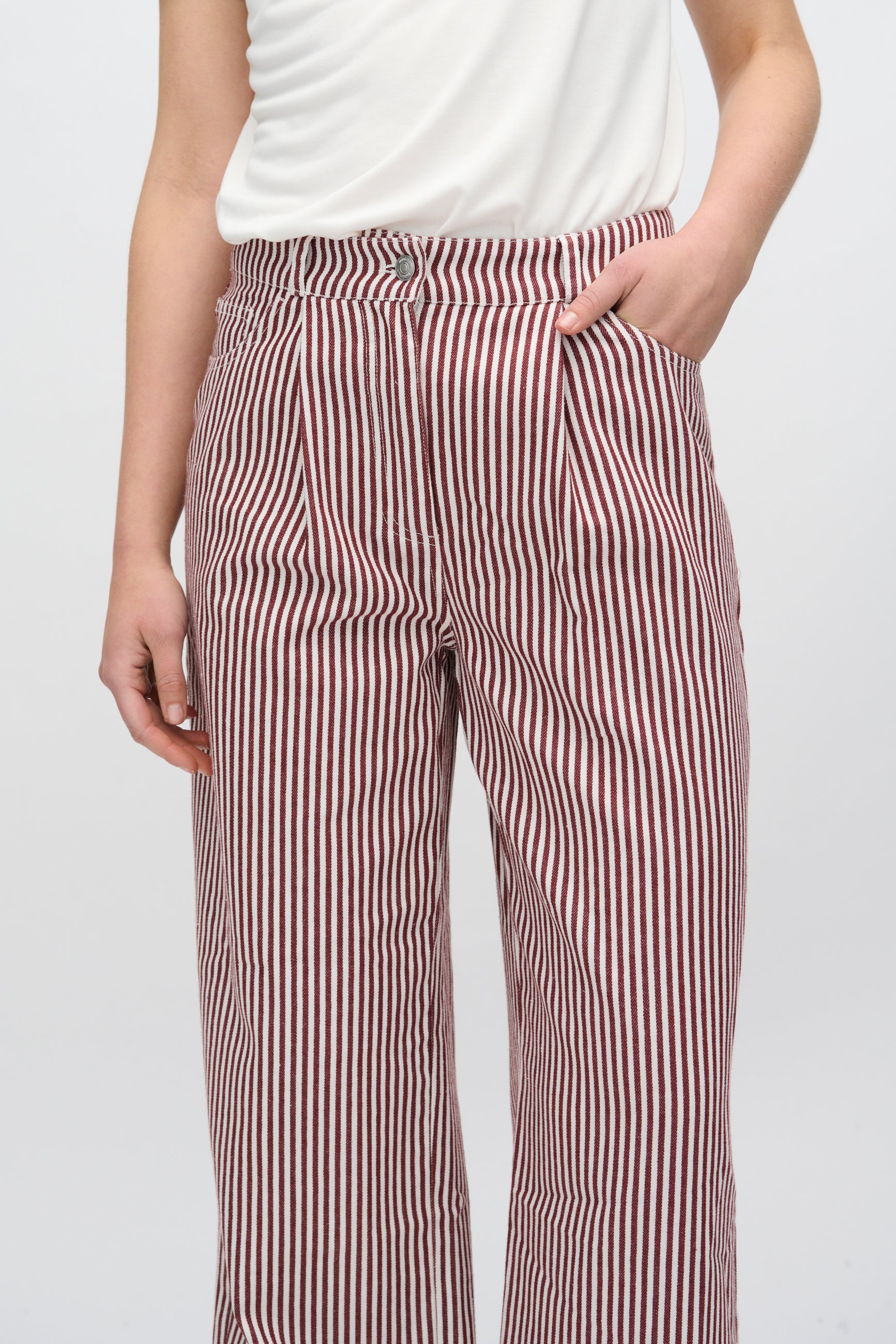 minimum female Elisa striped denim pants 4328 Straight Jeans 0608 Coco Milk