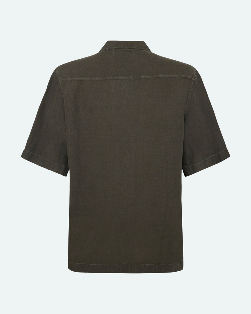 minimum male Hayden short sleeved linen shirt 4115 Short Sleeved Shirt 0506 Black Ink