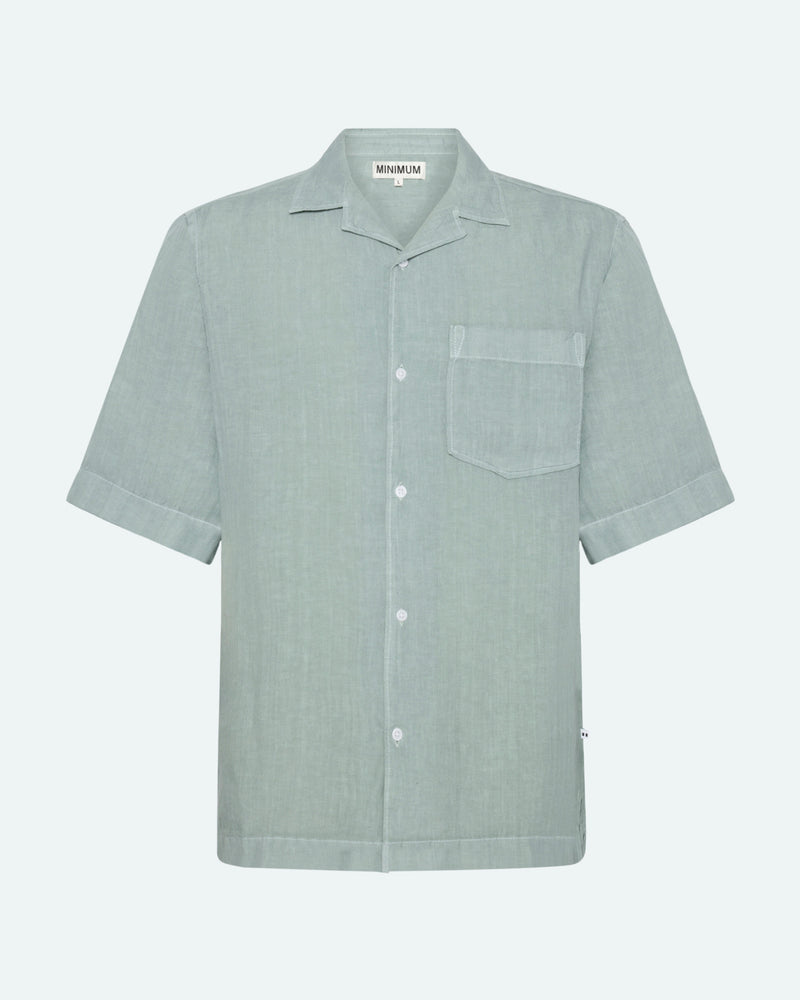 minimum male Hayden short sleeved linen shirt 4115 Short Sleeved Shirt 4706 Gray Mist