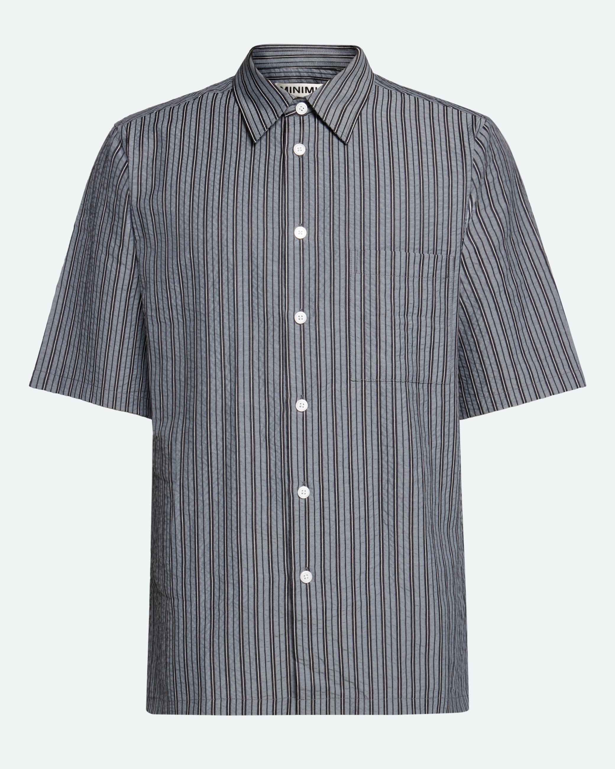 minimum male Nash short sleeved striped shirt 4242 Short Sleeved Shirt 999 Black
