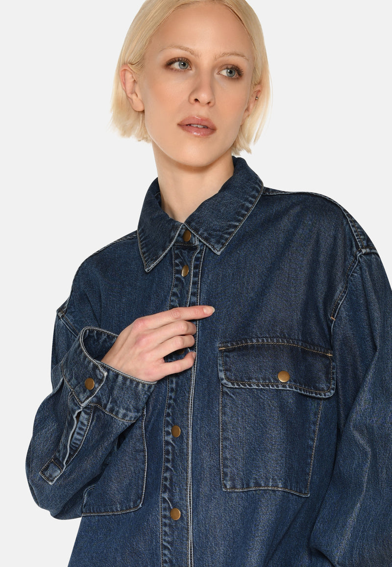 minimum female Siggas denim shirt 4181 Long Sleeved Shirt 1002 Medium Blue