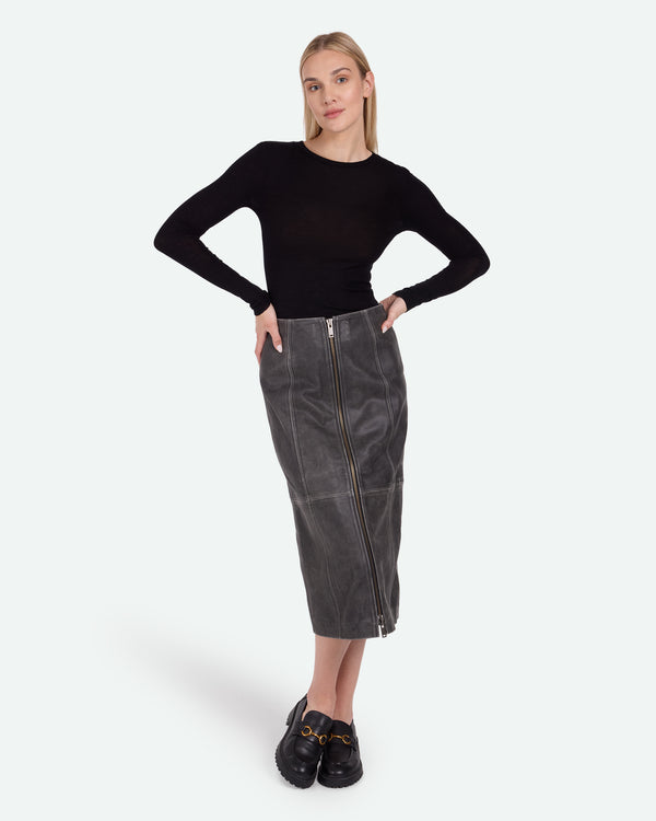 minimum female Unas 3783 Skirt Midi Skirt 980 Dark Grey